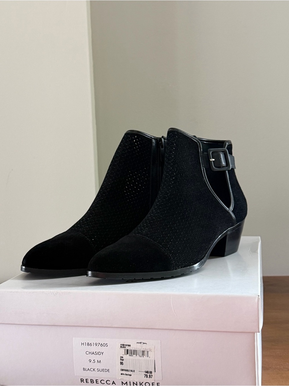 Donald J. Pliner Black Suede Ankle Booties with Buckle